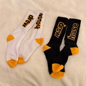 Drew House Black and White Socks with Yellow Accents